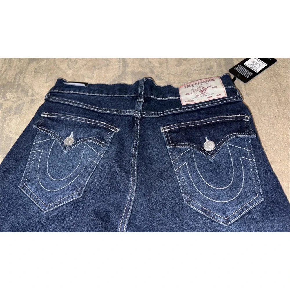 True Religion Ricky Big T Snap Flap Relaxed Straight Sz 31 X 34 Mens Dark Wash